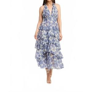 NEW EN SAISON odessa maxi dress in blue/ivory